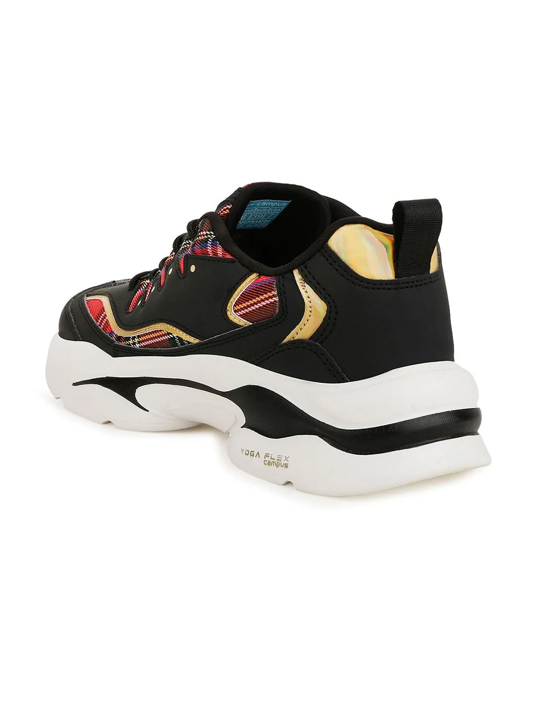 Campus Women Black Mesh Running Shoes