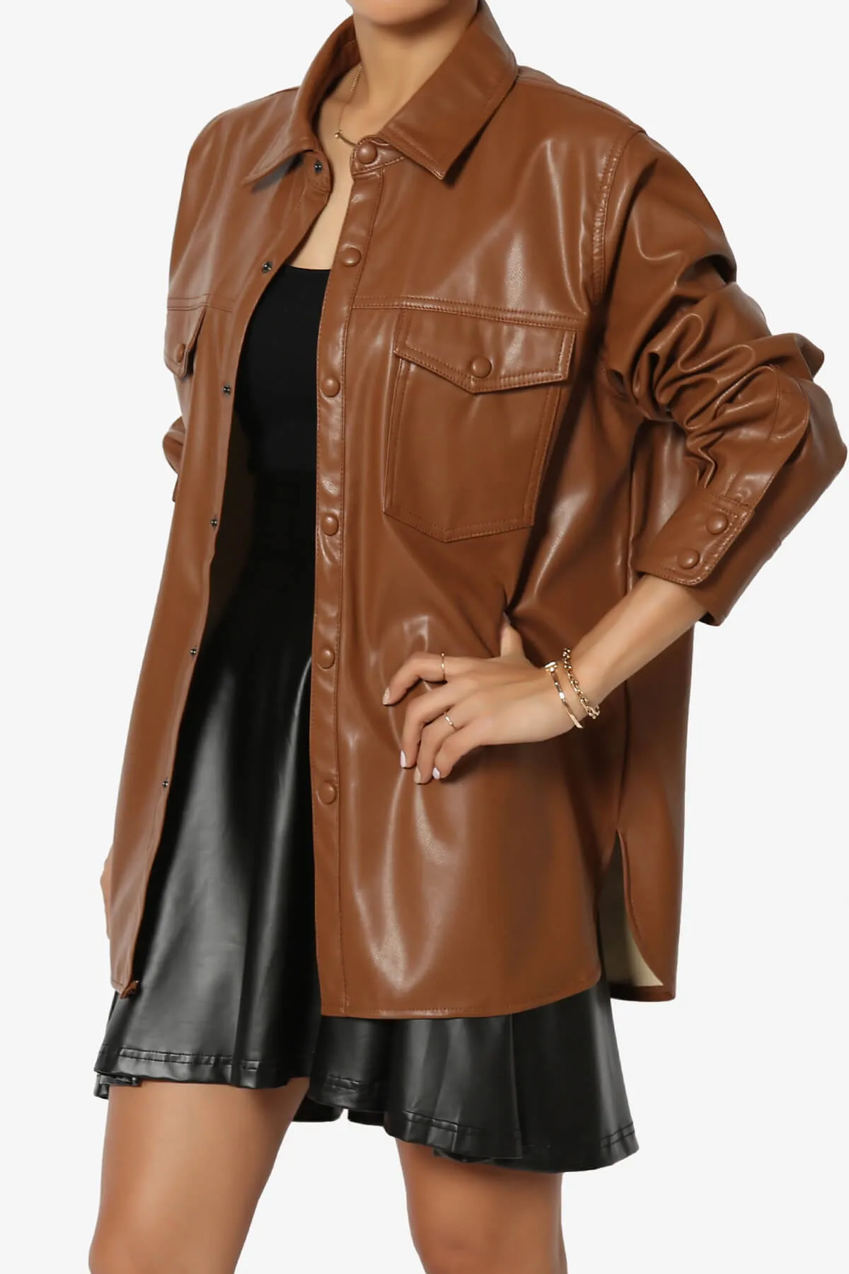 Denvor Faux Leather Shirt Jacket