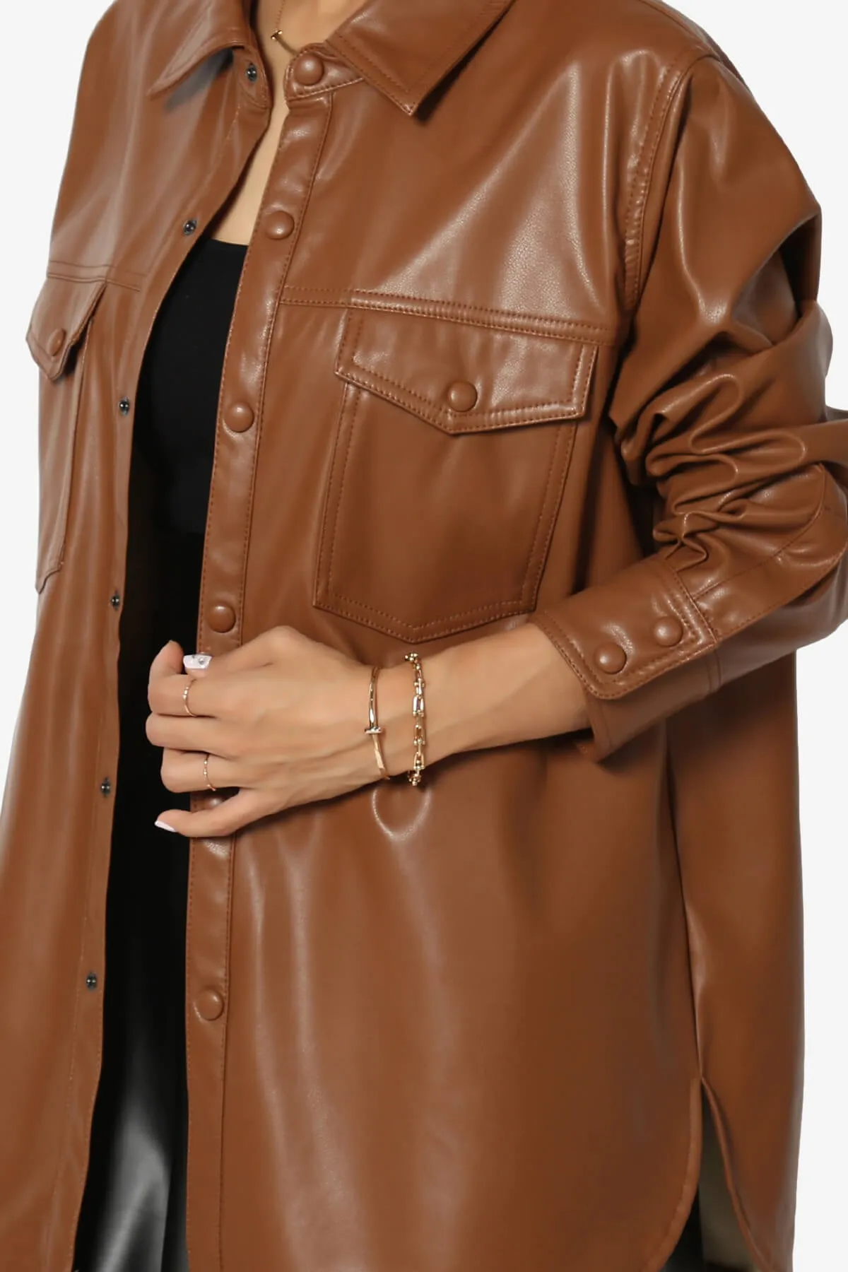 Denvor Faux Leather Shirt Jacket