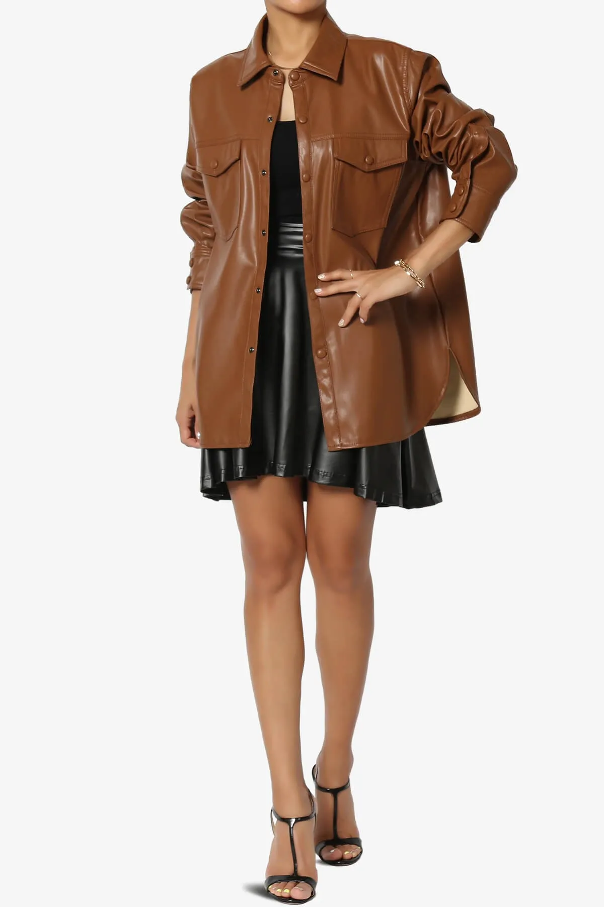 Denvor Faux Leather Shirt Jacket