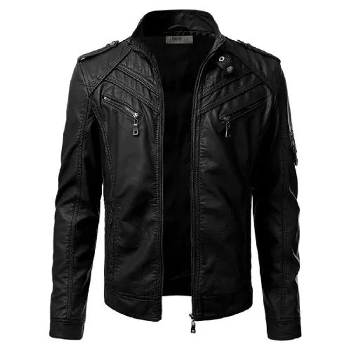 Men faux Leather jacket T11