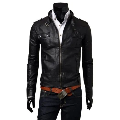 Men faux Leather jacket T4