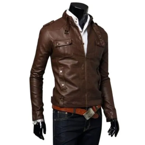 Men faux Leather jacket T4