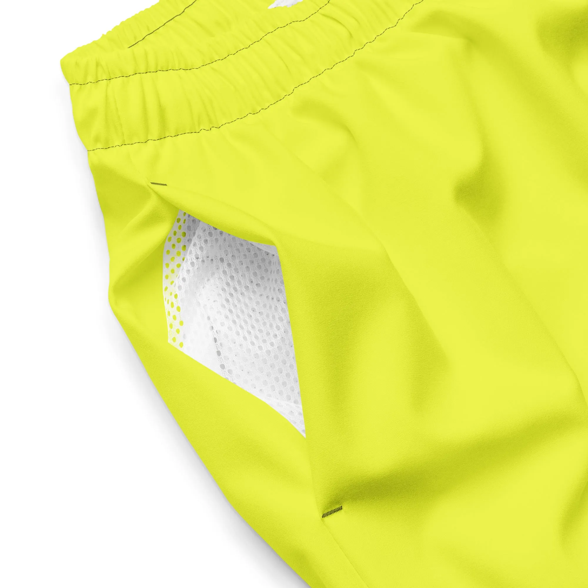 Neon Yellow Swimming Trunks with Rainbow Pocket