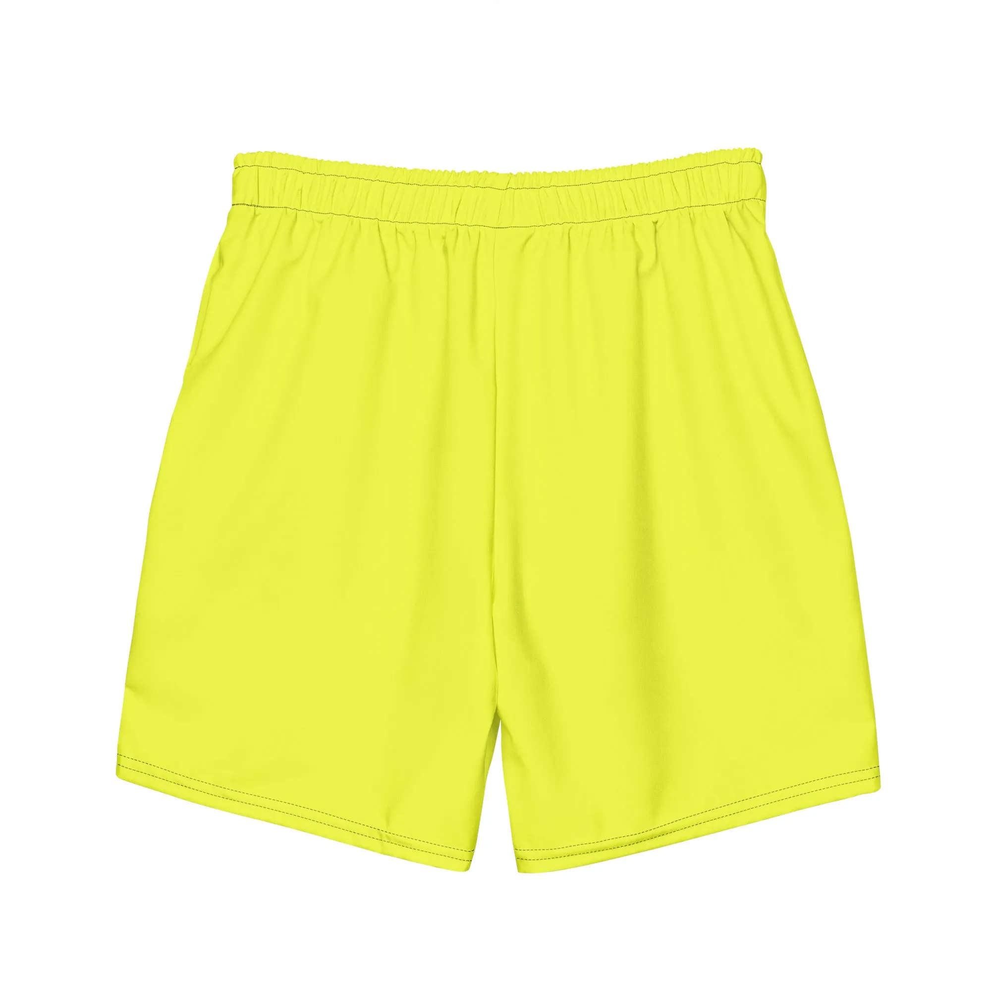 Neon Yellow Swimming Trunks with Rainbow Pocket