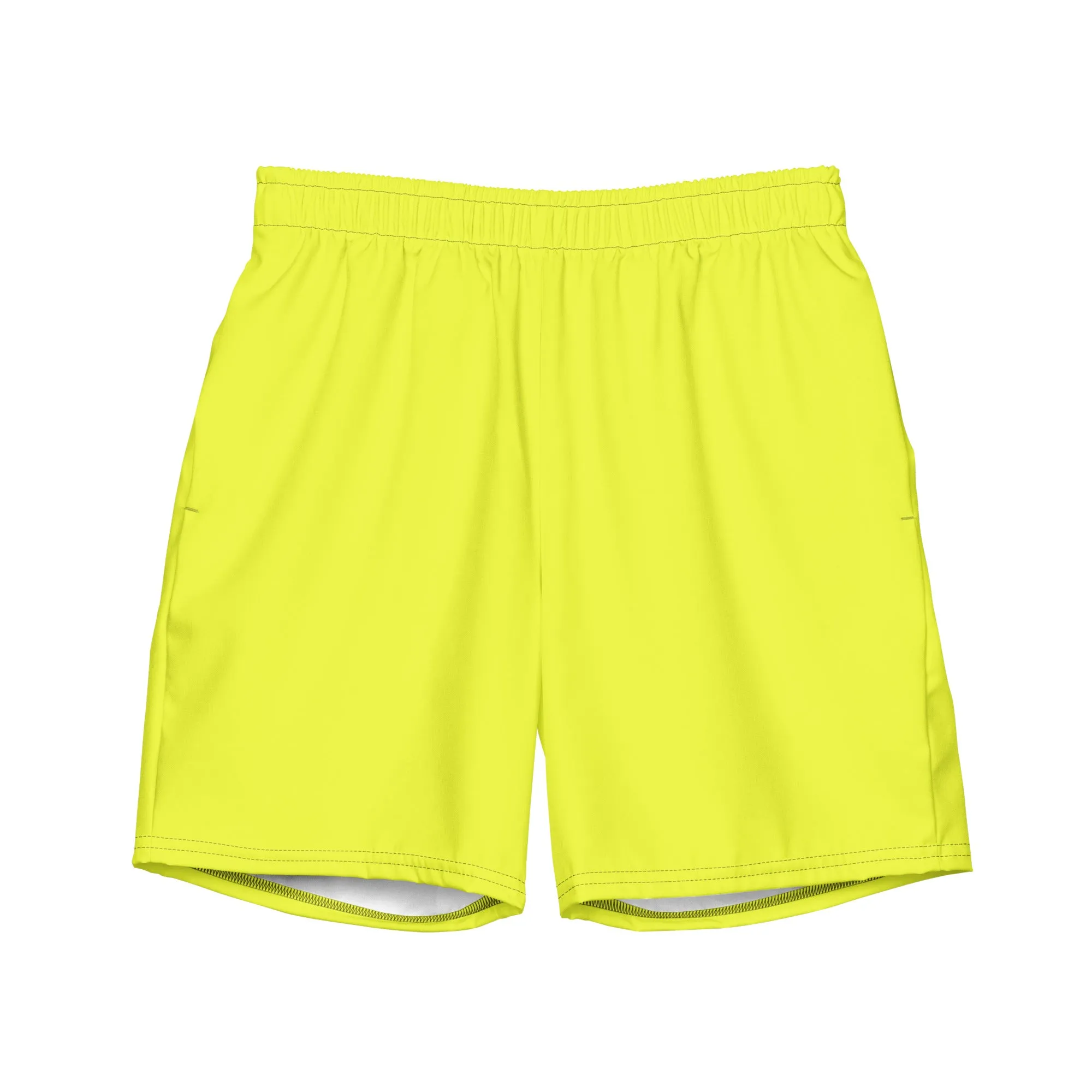 Neon Yellow Swimming Trunks with Rainbow Pocket