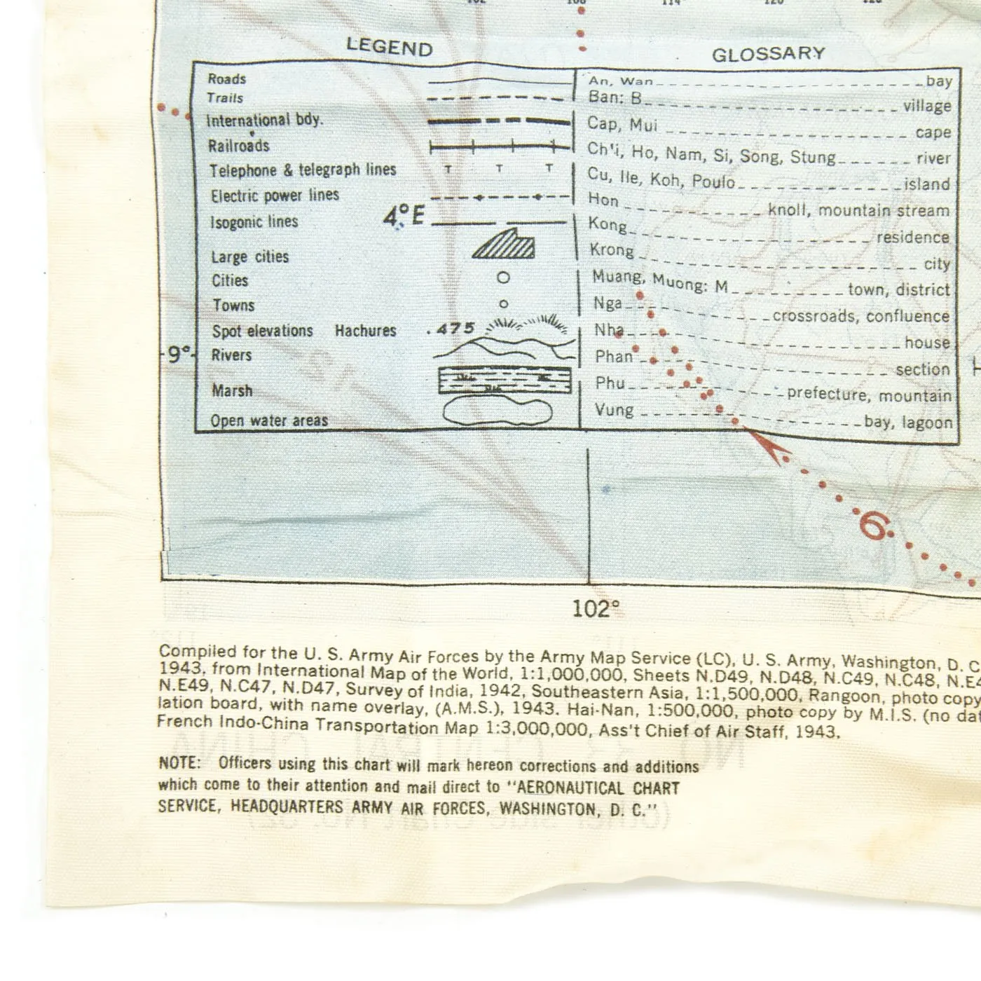 Original U.S. WWII USAAF Named Pacific Theater Blood Chit, Silk Map, Photo and Personal Memento Set