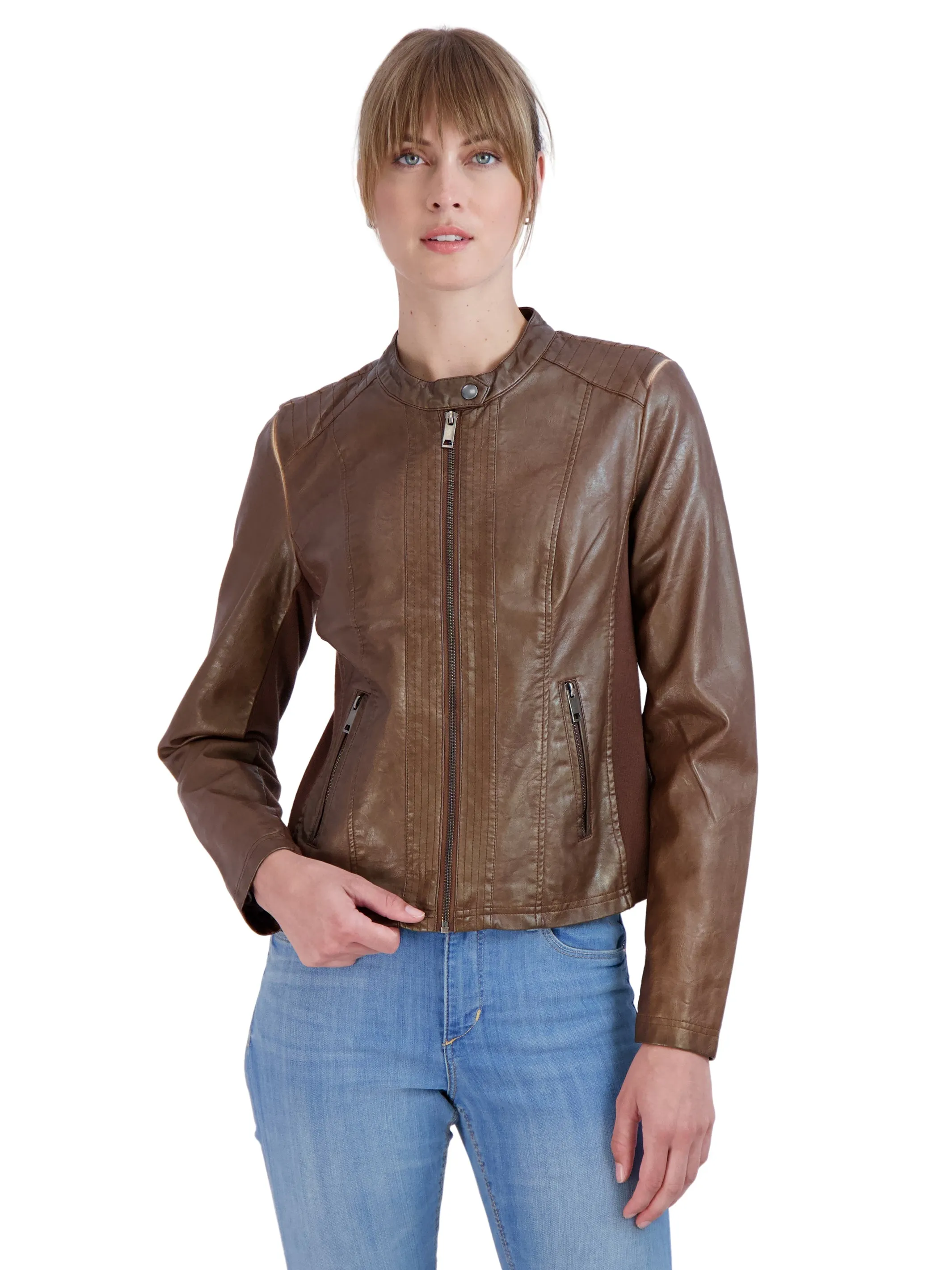 Sebby Collection Women's Faux Leather Jacket