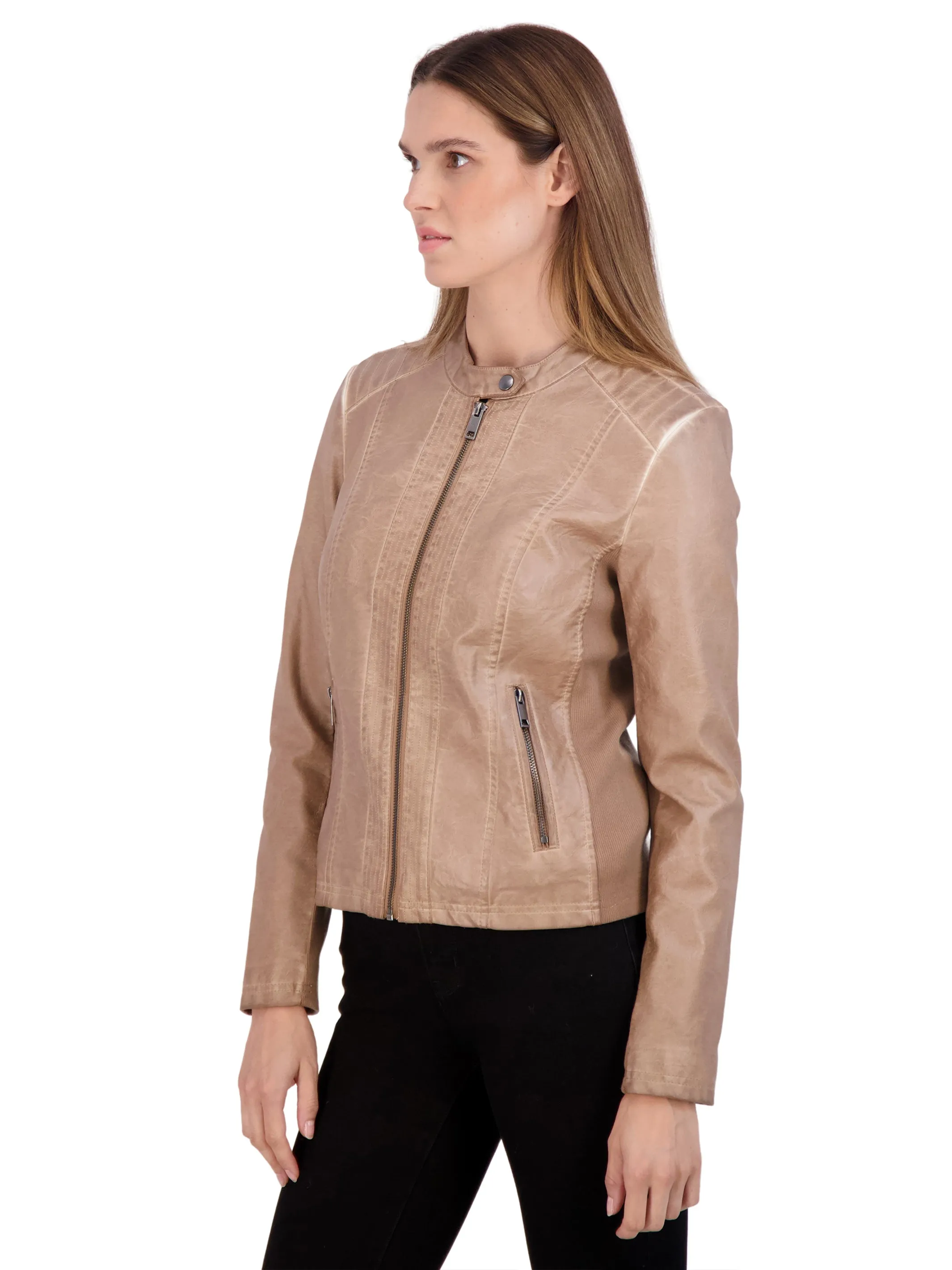 Sebby Collection Women's Faux Leather Jacket
