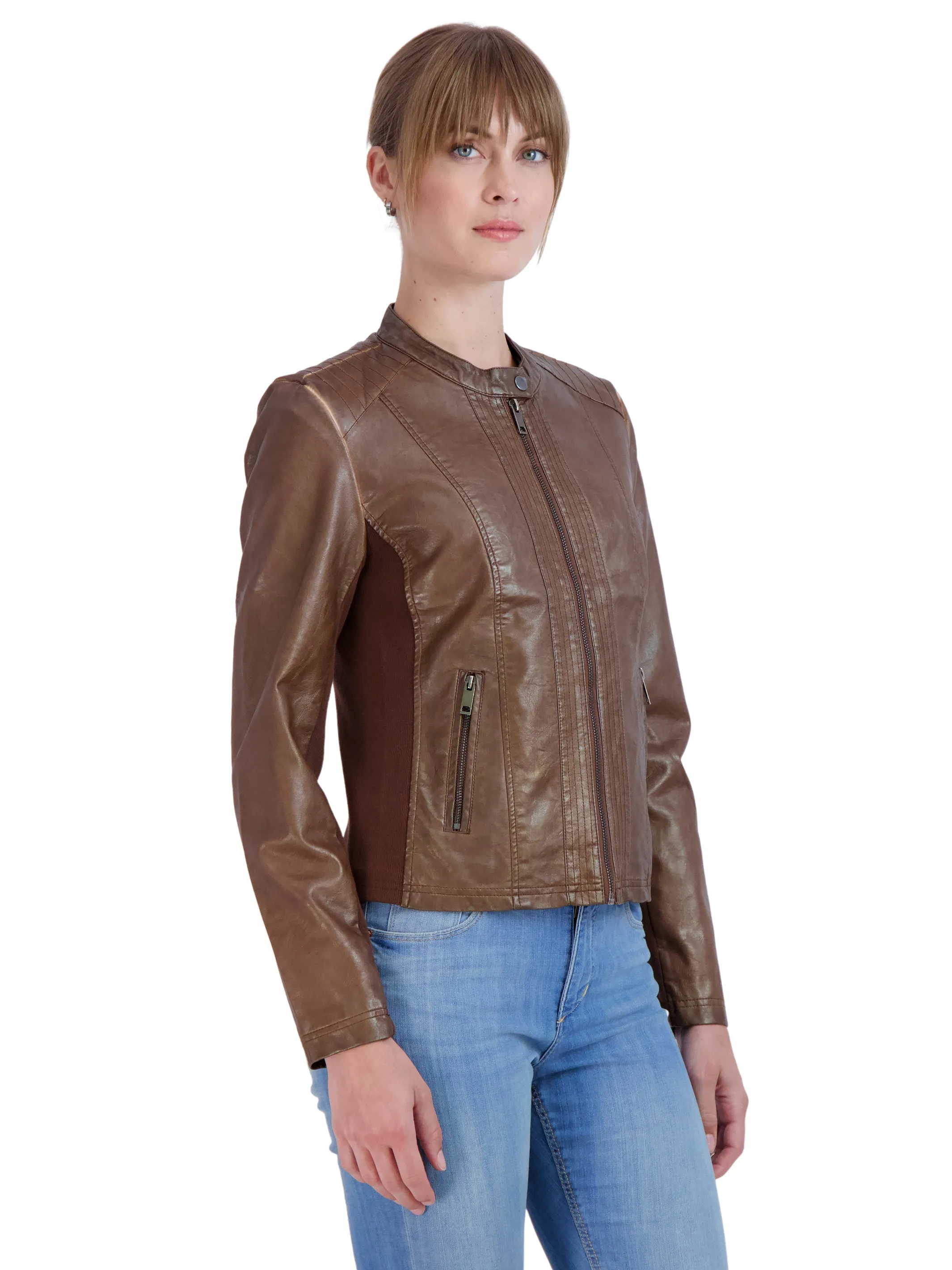 Sebby Collection Women's Faux Leather Jacket