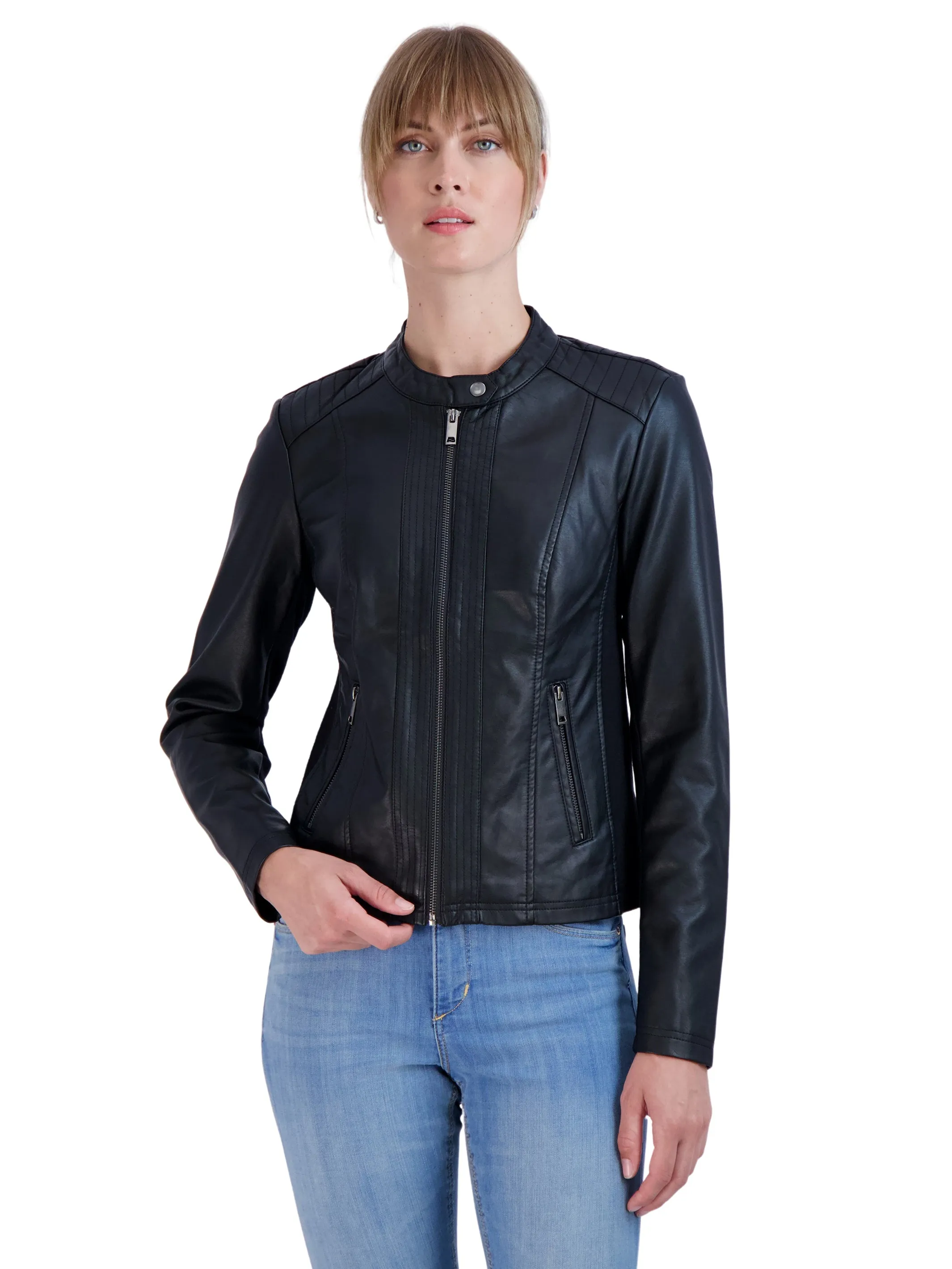 Sebby Collection Women's Faux Leather Jacket