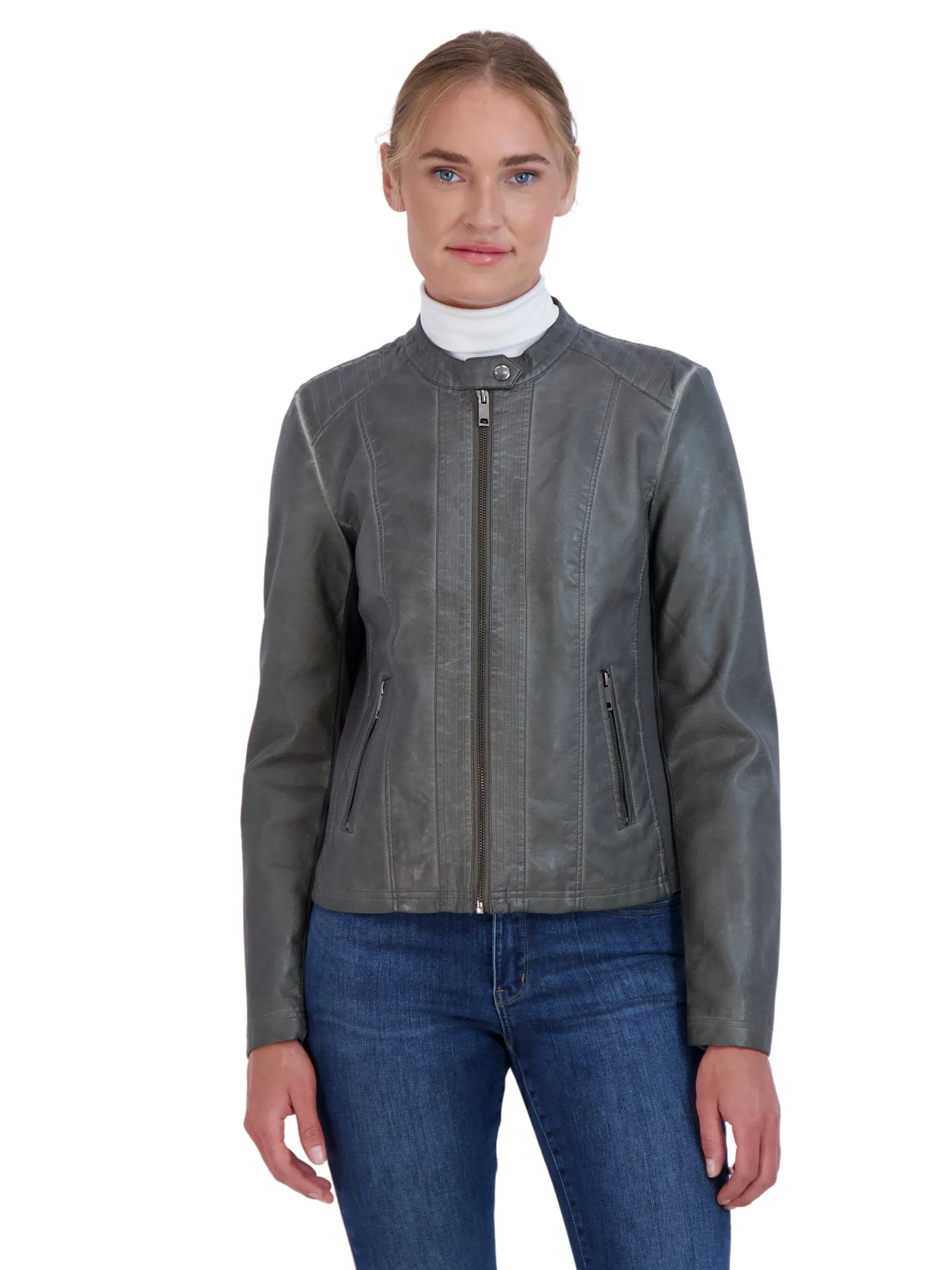 Sebby Collection Women's Faux Leather Jacket