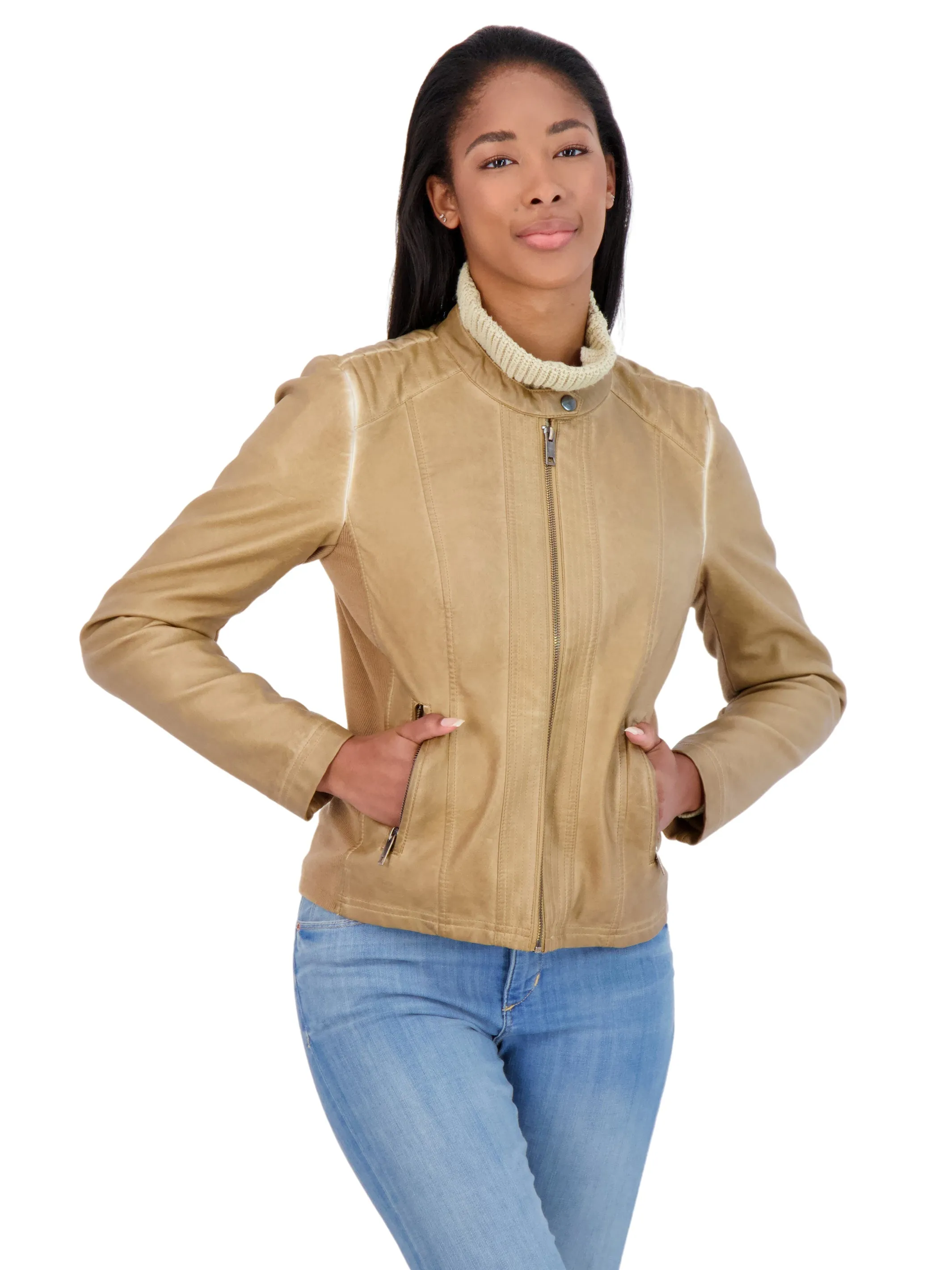 Sebby Collection Women's Faux Leather Jacket